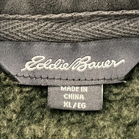 Eddie Bauer Mens Green Sweater Fleece 1/4 Zip Pockets Pullover Long Sleeve XL - Picture 2 of 16